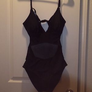 Large black one piece bathing suit